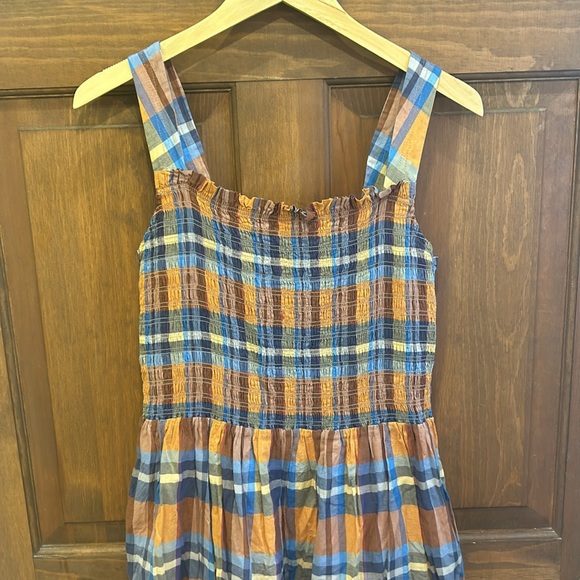 Trovata Birds of Paradis Dolores Plaid Smock Midi Dress Large L - Picture 3 of 12